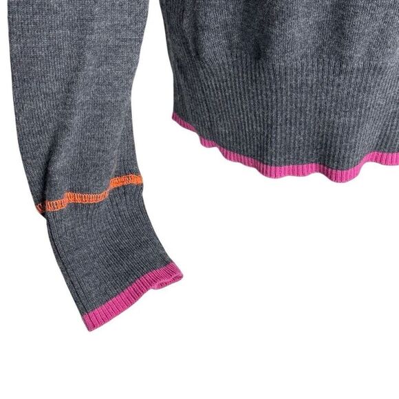 Athleta gray merino wool 1/4 zip sweater with pink and orange trim size 1X - Picture 9 of 13